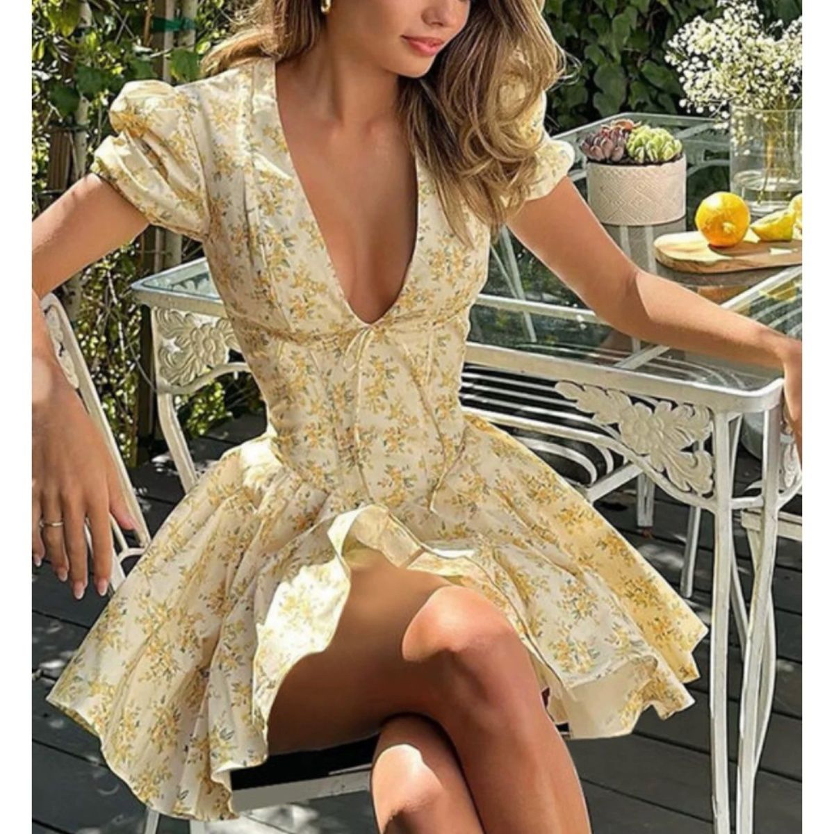 Romper Floral Print - 4XL 프랑스 플로럴 드레스 플러스 사이즈