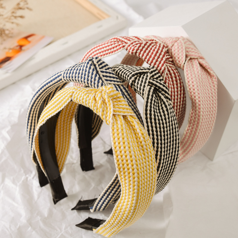 넓은 가장자리 체크무늬 헤어밴드 여성용 우아하고 다재다 - Headband Summer Knit 리뷰 및 가격