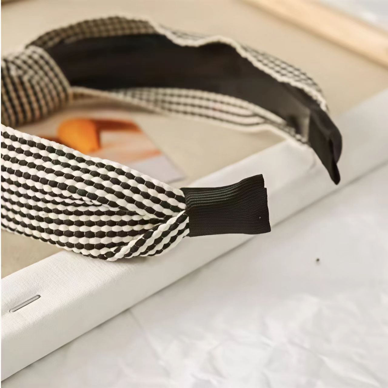 넓은 가장자리 체크무늬 헤어밴드 여성용 우아하고 다재다 - Headband Summer Knit 리뷰 및 가격