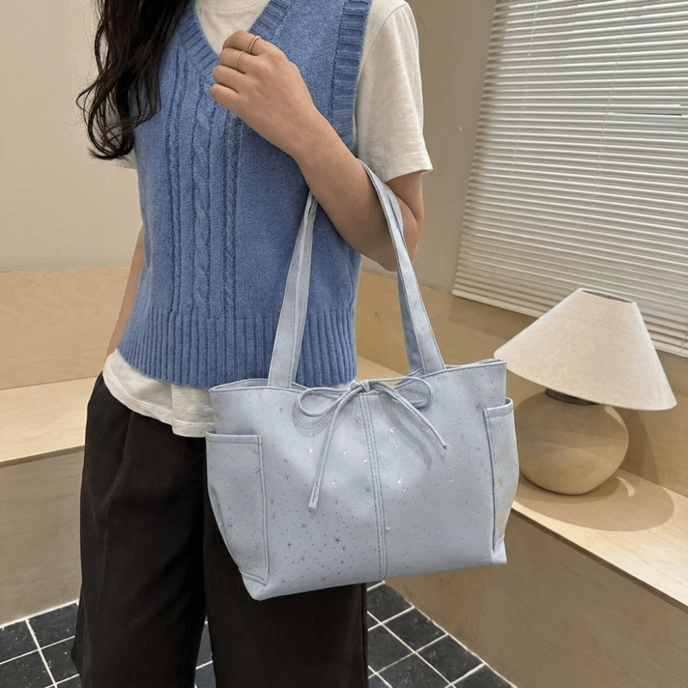 레트로 샤이니 스타 숄더백 한국 스타일 캔버스 보우 토 - Tote Bag Beach 리뷰 및 가격