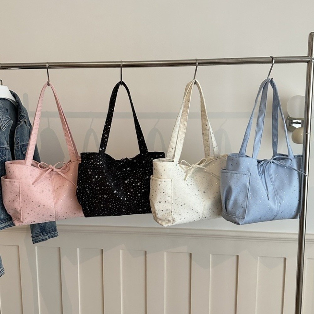레트로 샤이니 스타 숄더백 한국 스타일 캔버스 보우 토 - Tote Bag Beach 리뷰 및 가격