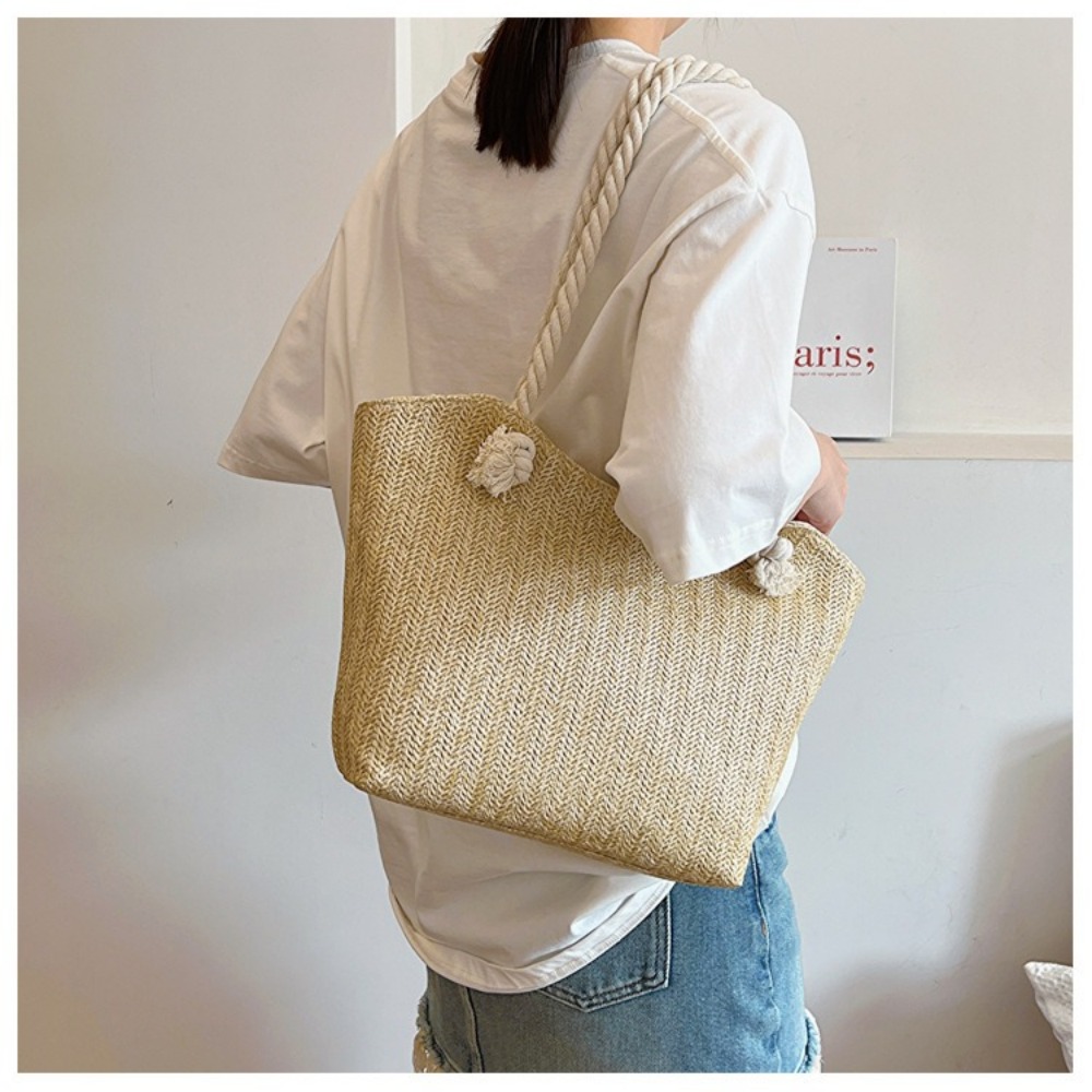 새로운 여름 비치 토트백 대용량 라피아 보헤미안 탑핸들 - Tote Bag Beach 리뷰 및 가격