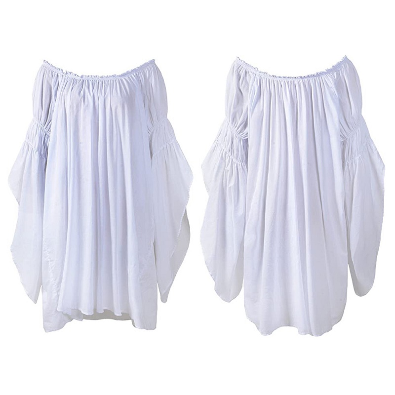 빈티지 중세 르네상스 블라우스 롱 플레어 러플 소매 오 - Blouse Off Shoulder 리뷰 및 가격