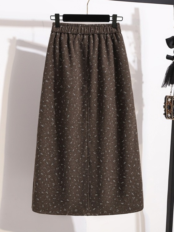가을 겨울 플러스 사이즈 플로럴 프린트 루즈핏 A라인  - Midi Skirt Floral 리뷰 및 가격