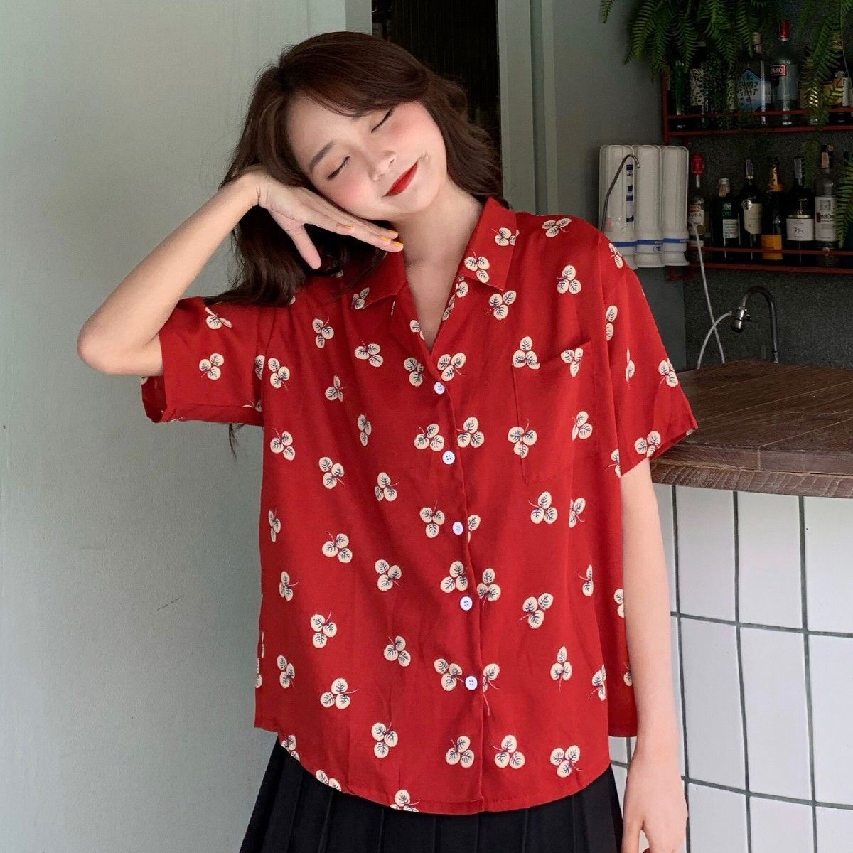 레트로 꽃무늬 프린트 반팔 루즈핏 여성 셔츠 다용도 얇 - Romper Floral Print 리뷰 및 가격