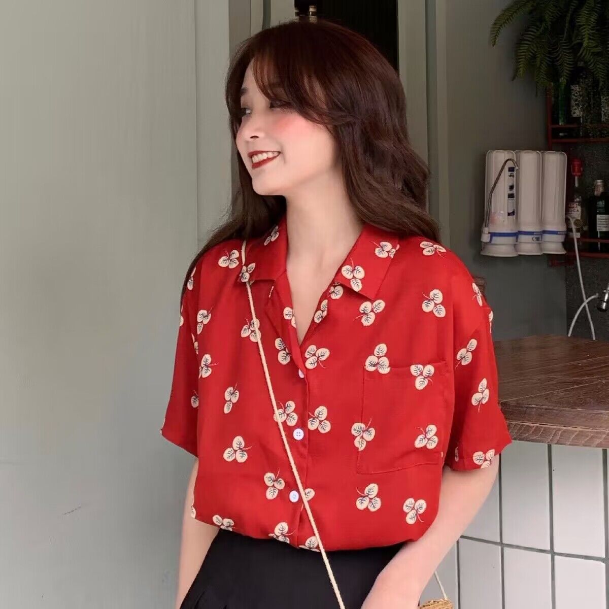 레트로 꽃무늬 프린트 반팔 루즈핏 여성 셔츠 다용도 얇 - Romper Floral Print 리뷰 및 가격