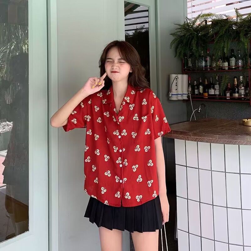 레트로 꽃무늬 프린트 반팔 루즈핏 여성 셔츠 다용도 얇 - Romper Floral Print 리뷰 및 가격